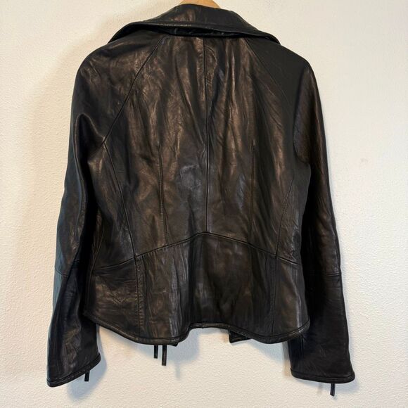 Tahari Lambskin Leather Moto Jacket Size Large - Picture 10 of 12